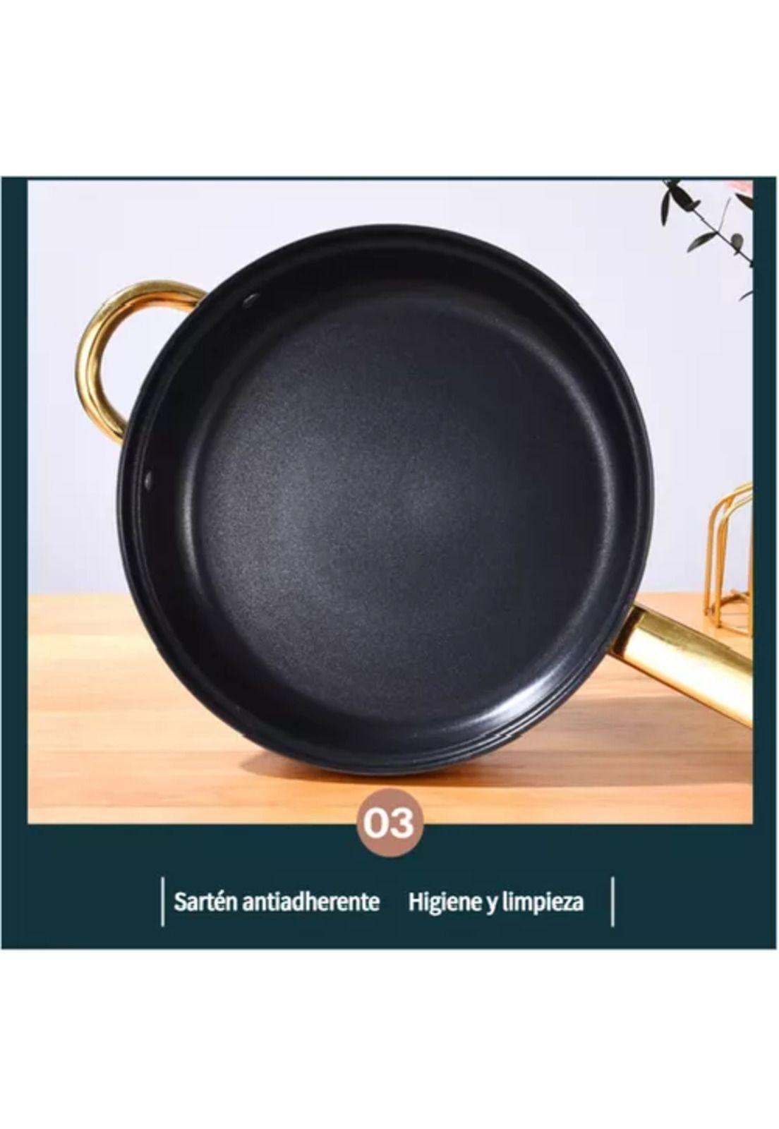 Set de 12 piezas, ollas de acero inoxidable, sartén antiadherente-2