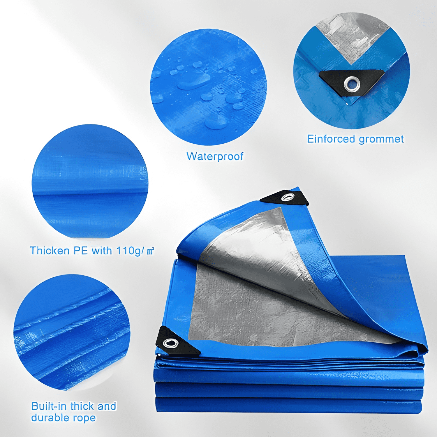 Lona cubre piscina impermeable con ojetillos 4x8 m #3-2
