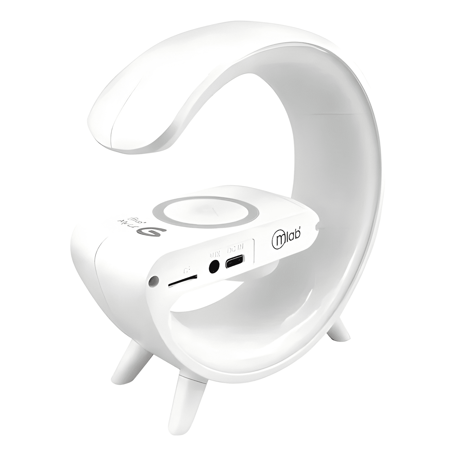 Parlante 5 en1 cargador + luz rgb + reloj + alarma/ Blanco-3