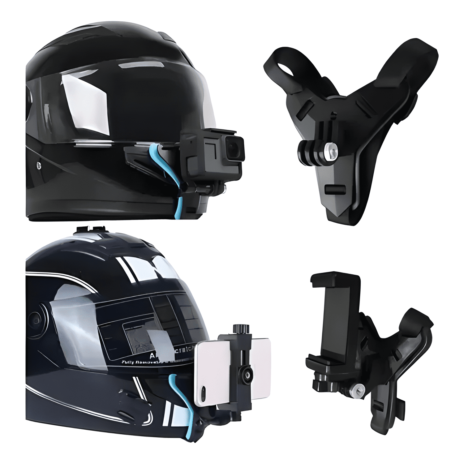 Soporte para Casco de Moto con Montaje en Mentón para Negro-0