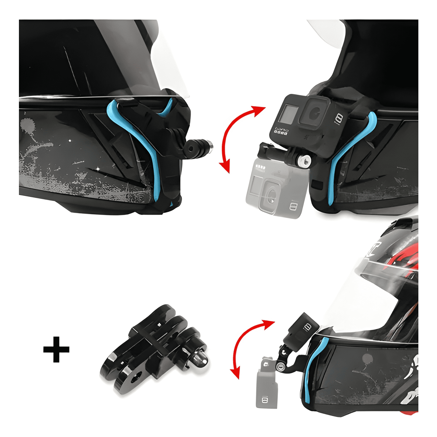 Soporte para Casco de Moto con Montaje en Mentón para Negro-4