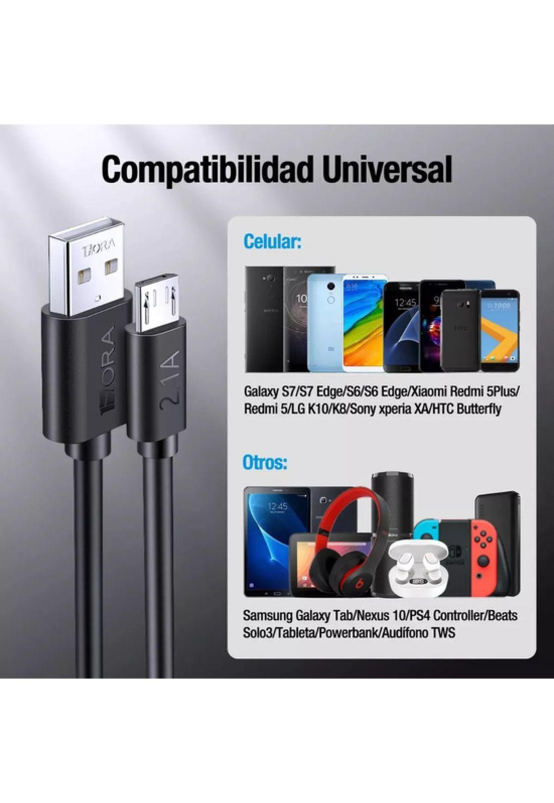 Cable micro USB carga rápida 2.4A datos 3.0 nylon trenzado 1m negro-4