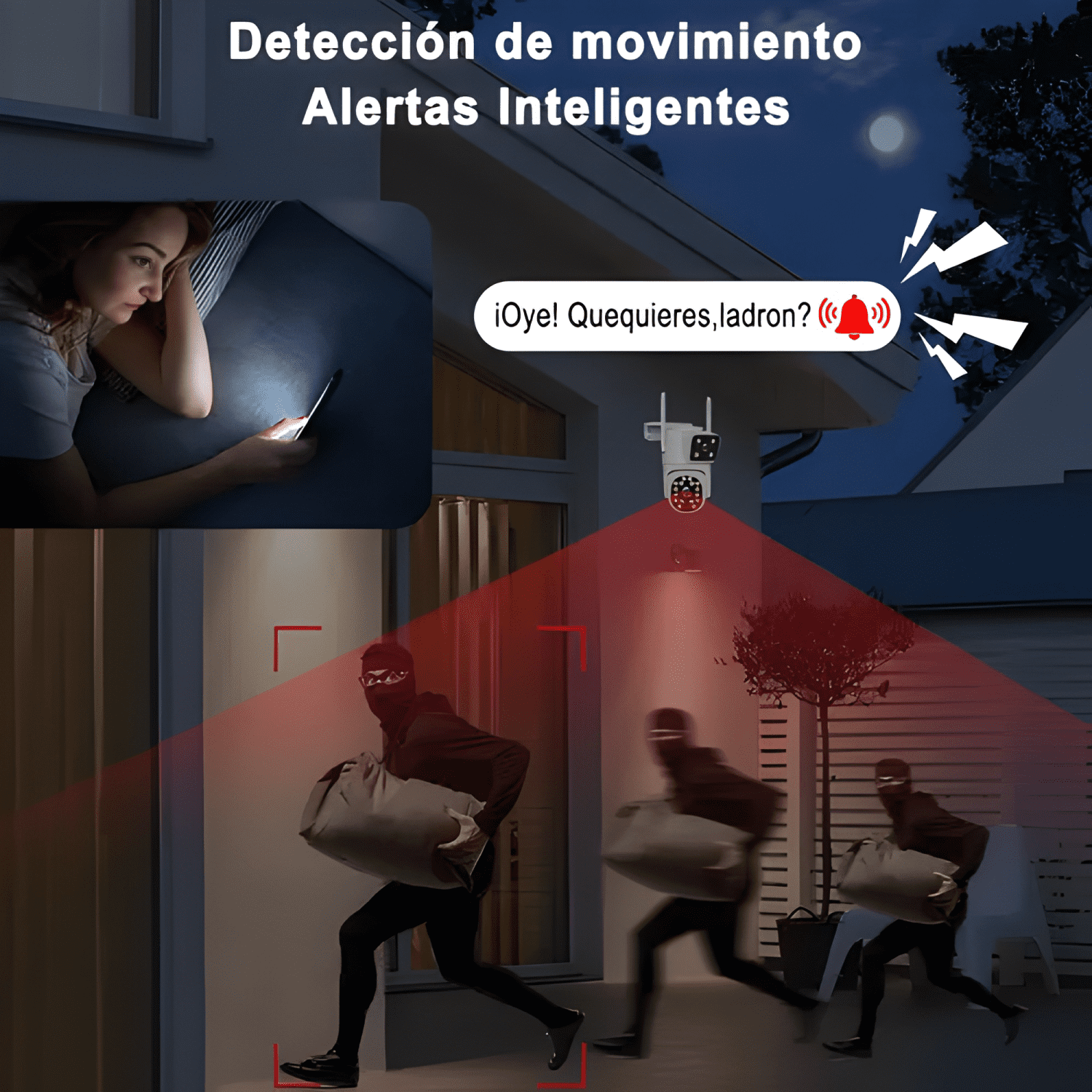 Atsg® Doble Lente Camara Seguridad Exterior 8mp Impermeable-3
