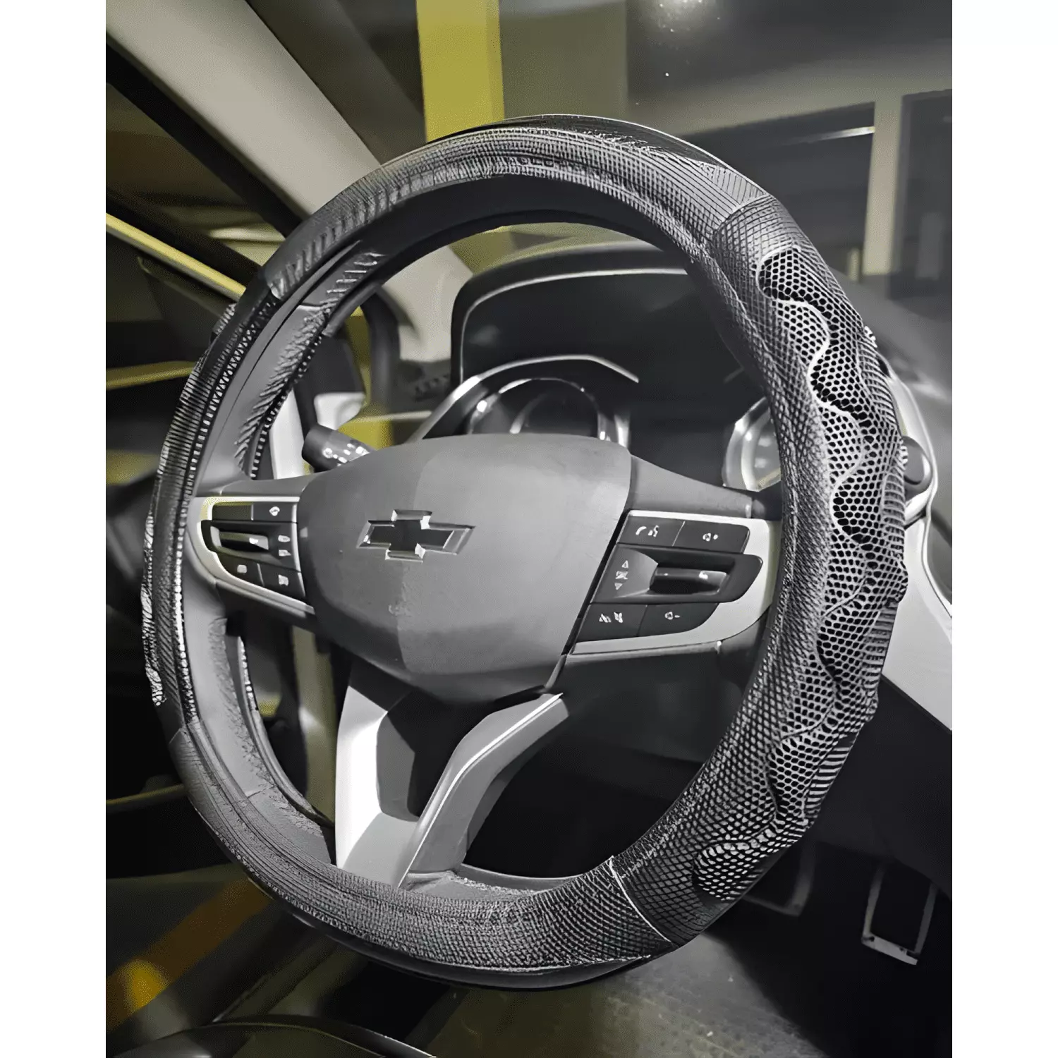 Funda Cubre Volante Auto Eco Cuero Goma Deportivo Negro-4
