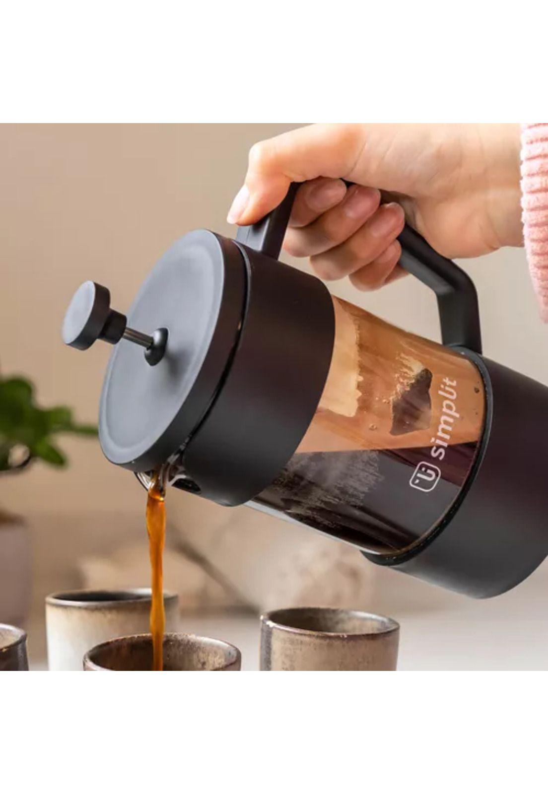 Pack de cafetera francesa + espumador 4 en 1 blanco negro-3