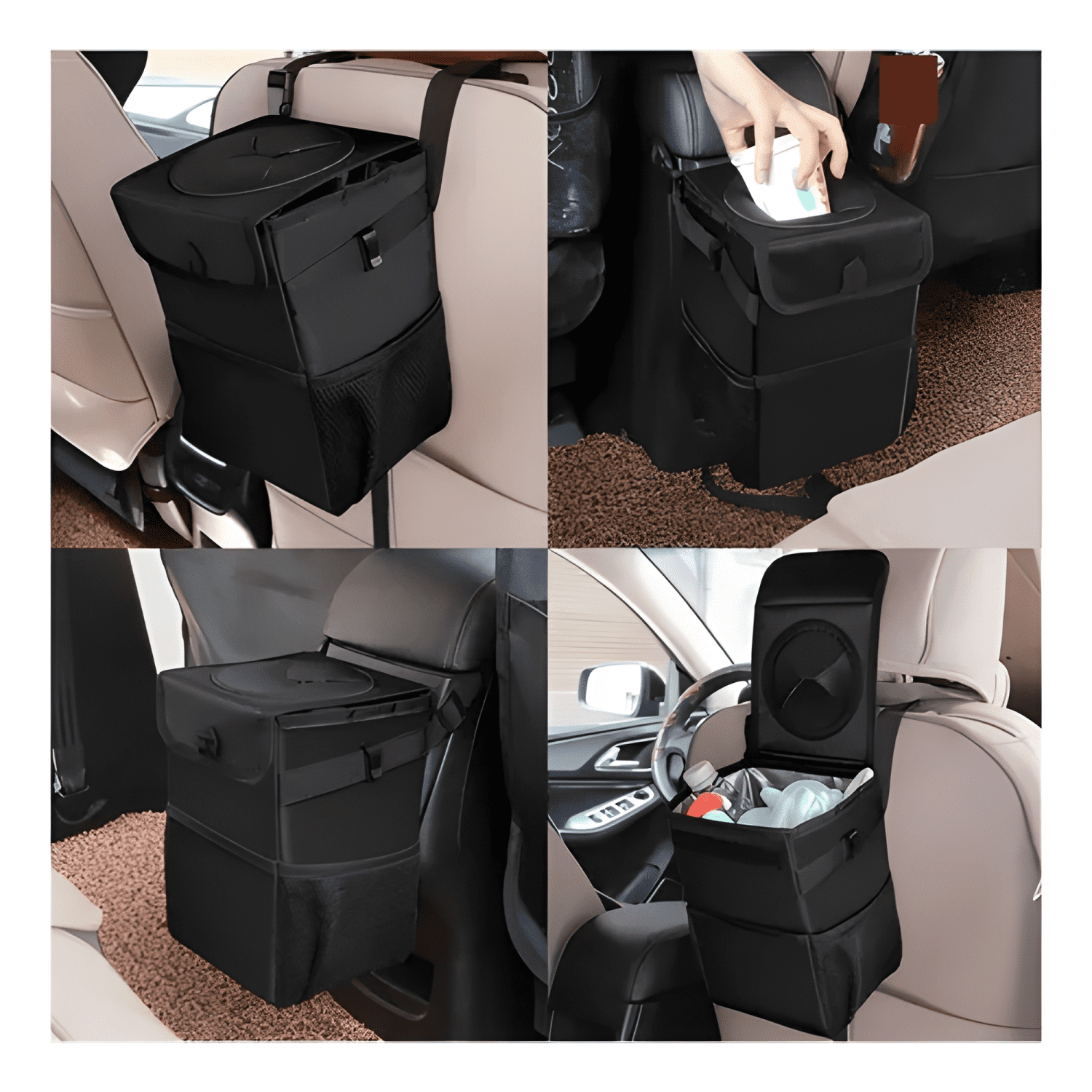 Basurero para Auto Impermeable Tela Oxford con Bolsillos-2