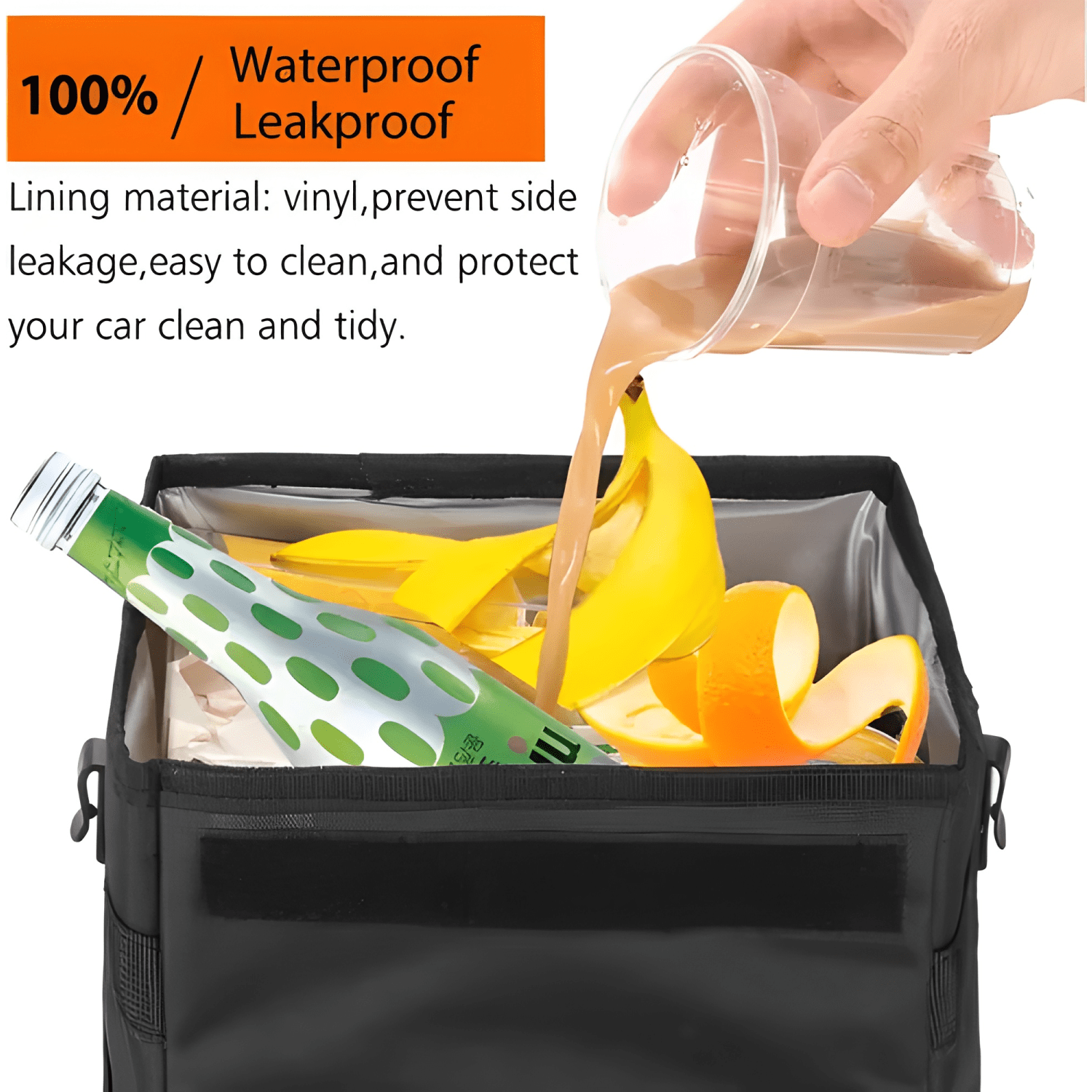 Basurero para Auto Impermeable Tela Oxford con Bolsillos-4