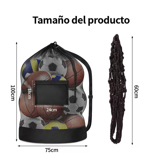 Balonera saco bolso malla para traslado de balones porta 100x75 cm-5