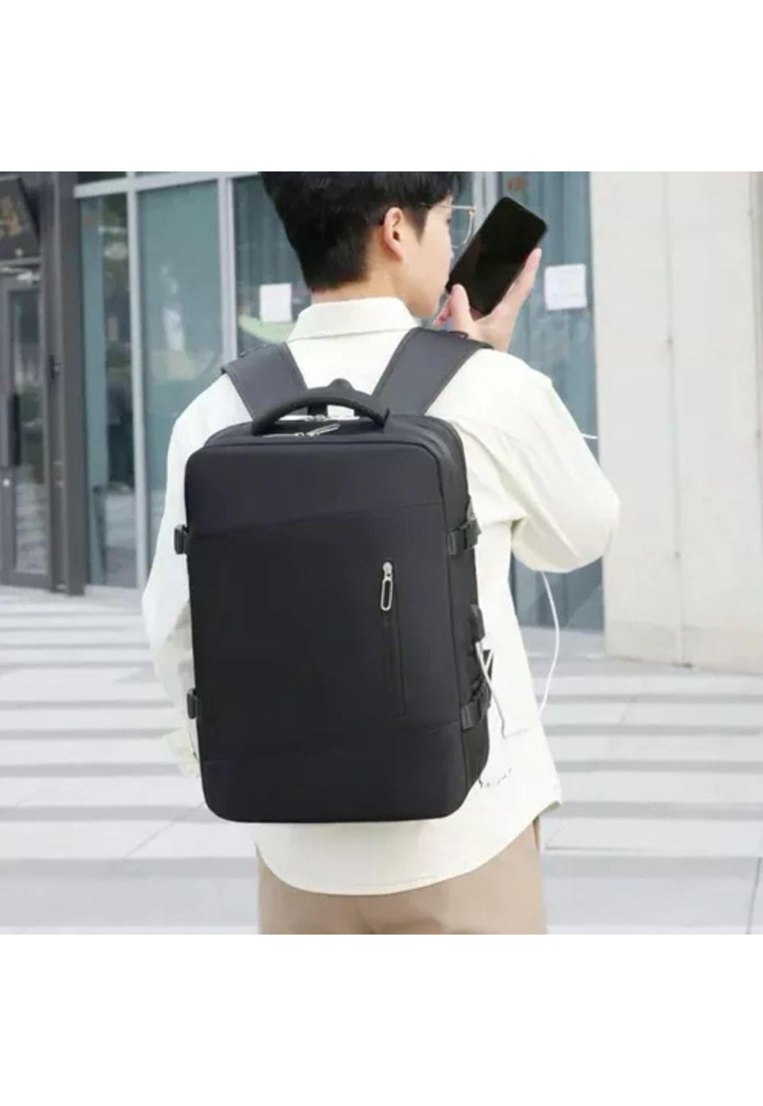 Mochila expandible de viaje, multiuso, impermeable, cabina de avión, color negro-2