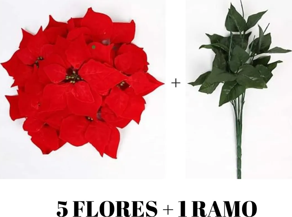 Pack Ramo Flor Navideña Con 5 Flores Medianas Navidad-0