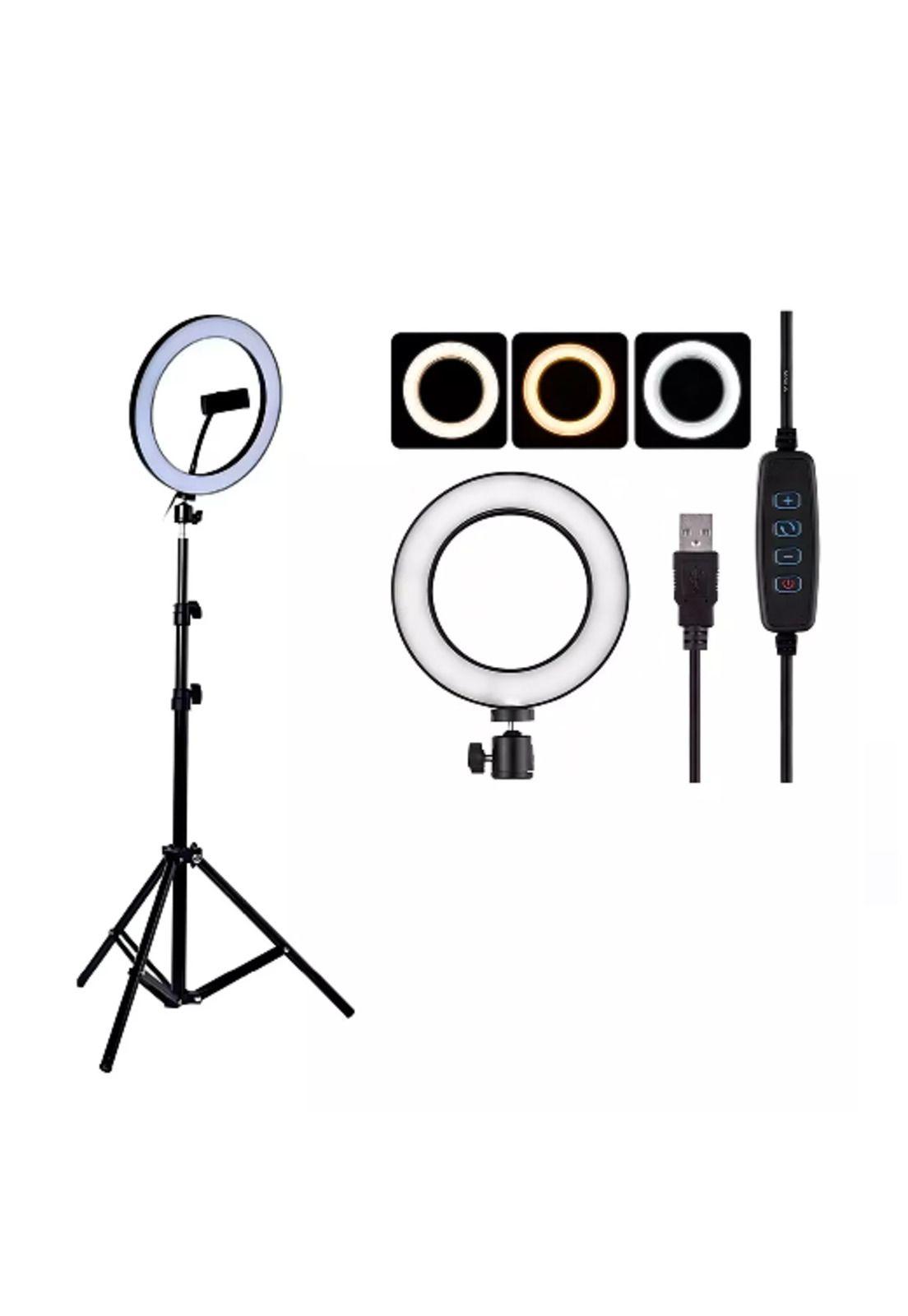 Aro Ring luz LED selfie 26cm flash, trípode 2.10mts TikTok-3