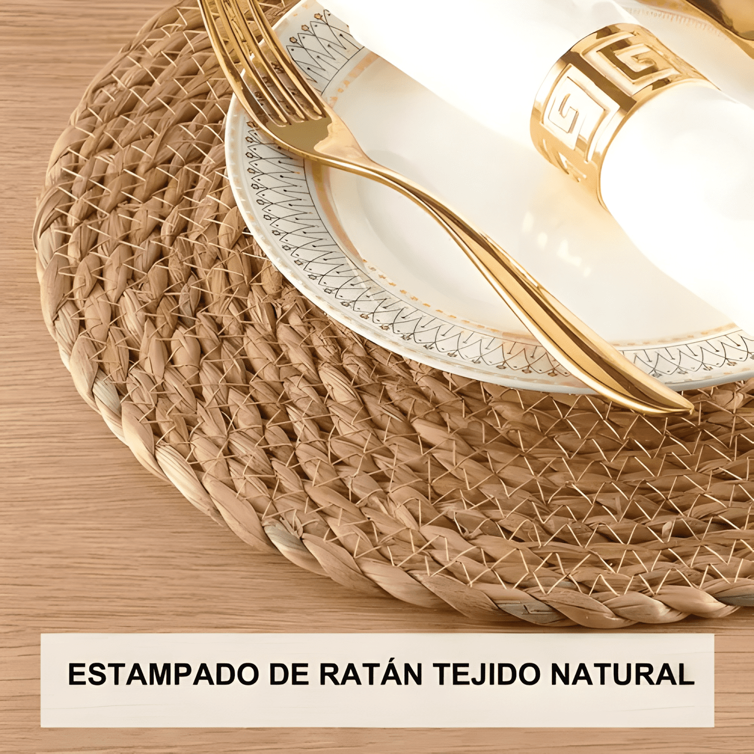 6pcs manteles individuales redondos trenzados 35 cm,-2