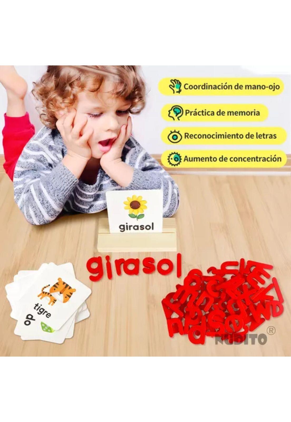 Juguete educativo de ortografía en español, tarjeta didáctica-5