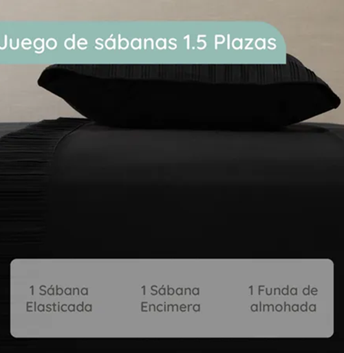 Sabanas casatua hotel funda almohada 1.5 plaza color negro-1
