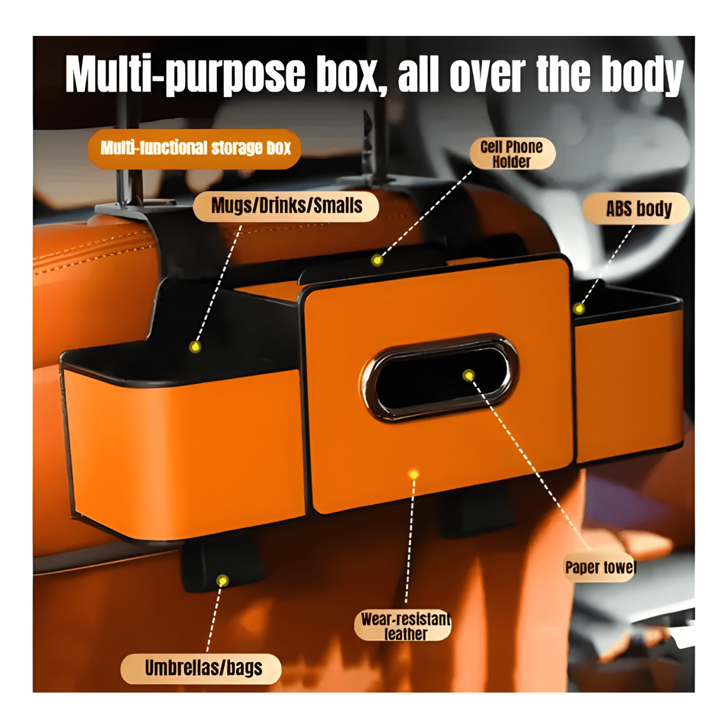 X2 Organizador Multiuso Auto Respaldo De Asiento Portavasos-2