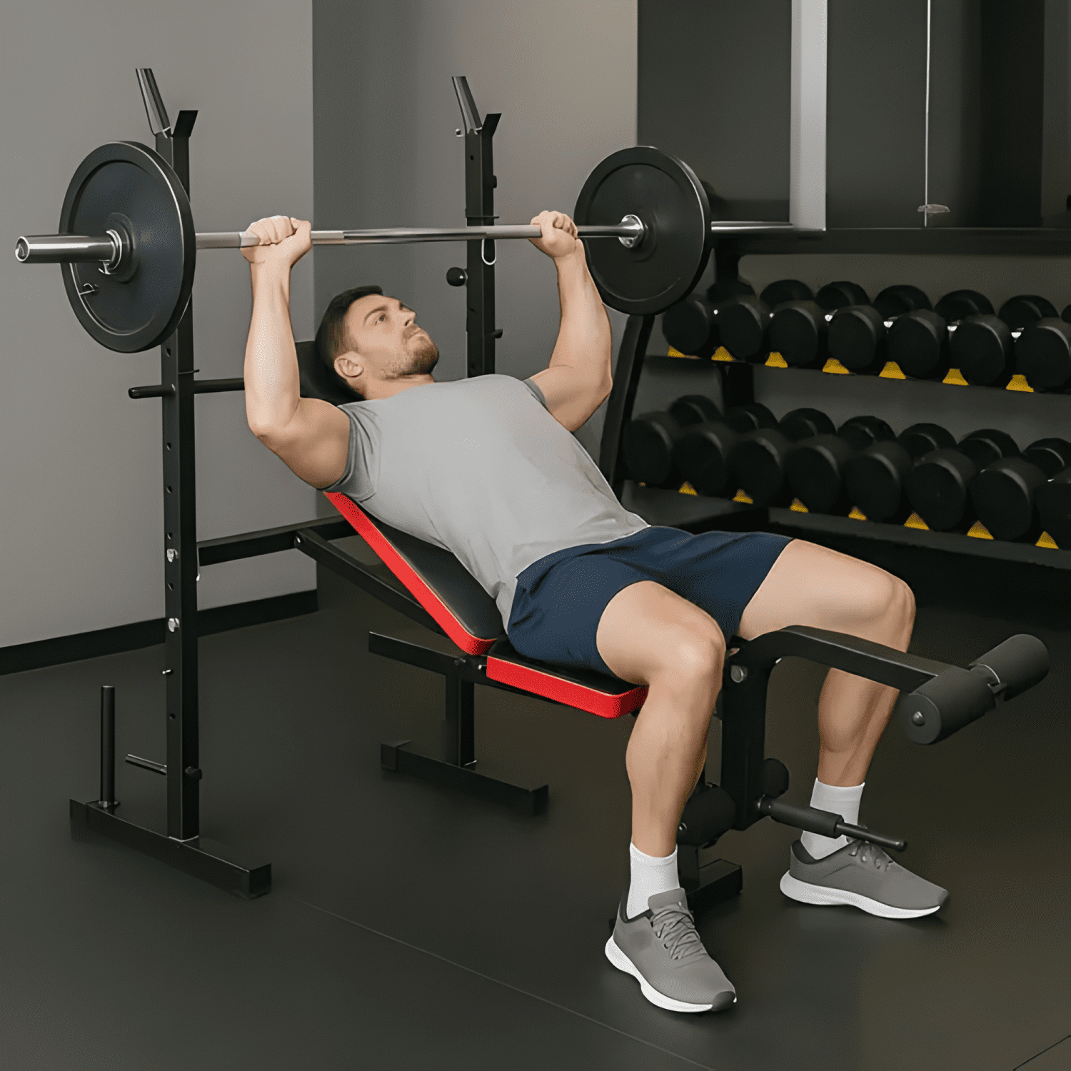 Press banca abdominal inclinable con módulo de piernas-2