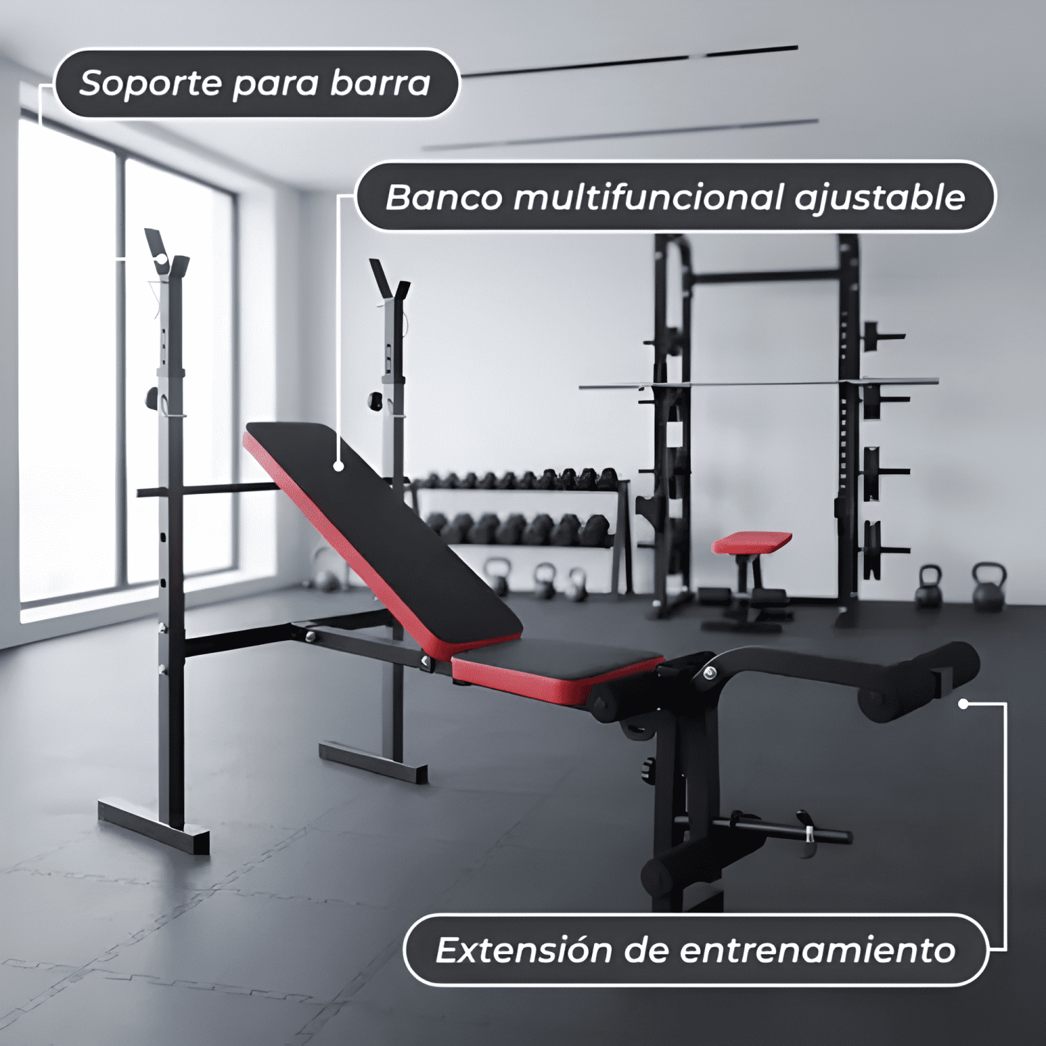 Press banca abdominal inclinable con módulo de piernas-3