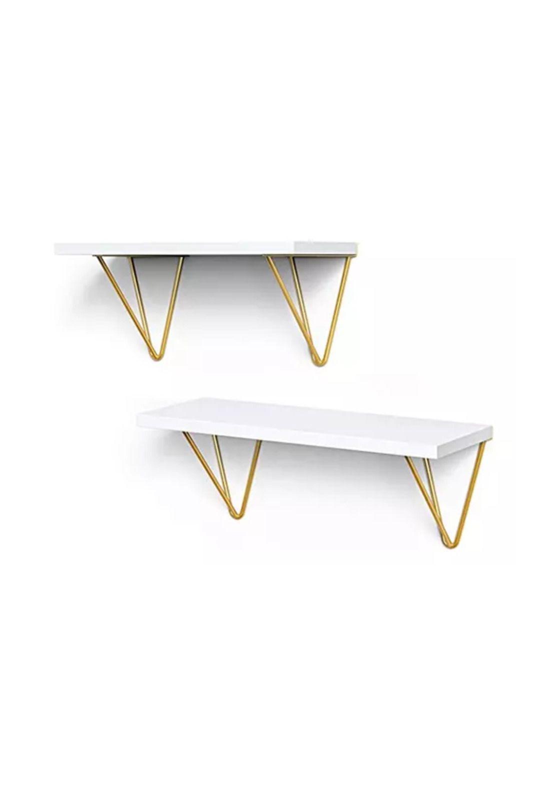 2 Repisas Decorativas Estilo Nórdico Organizador Blancas y Doradas-0