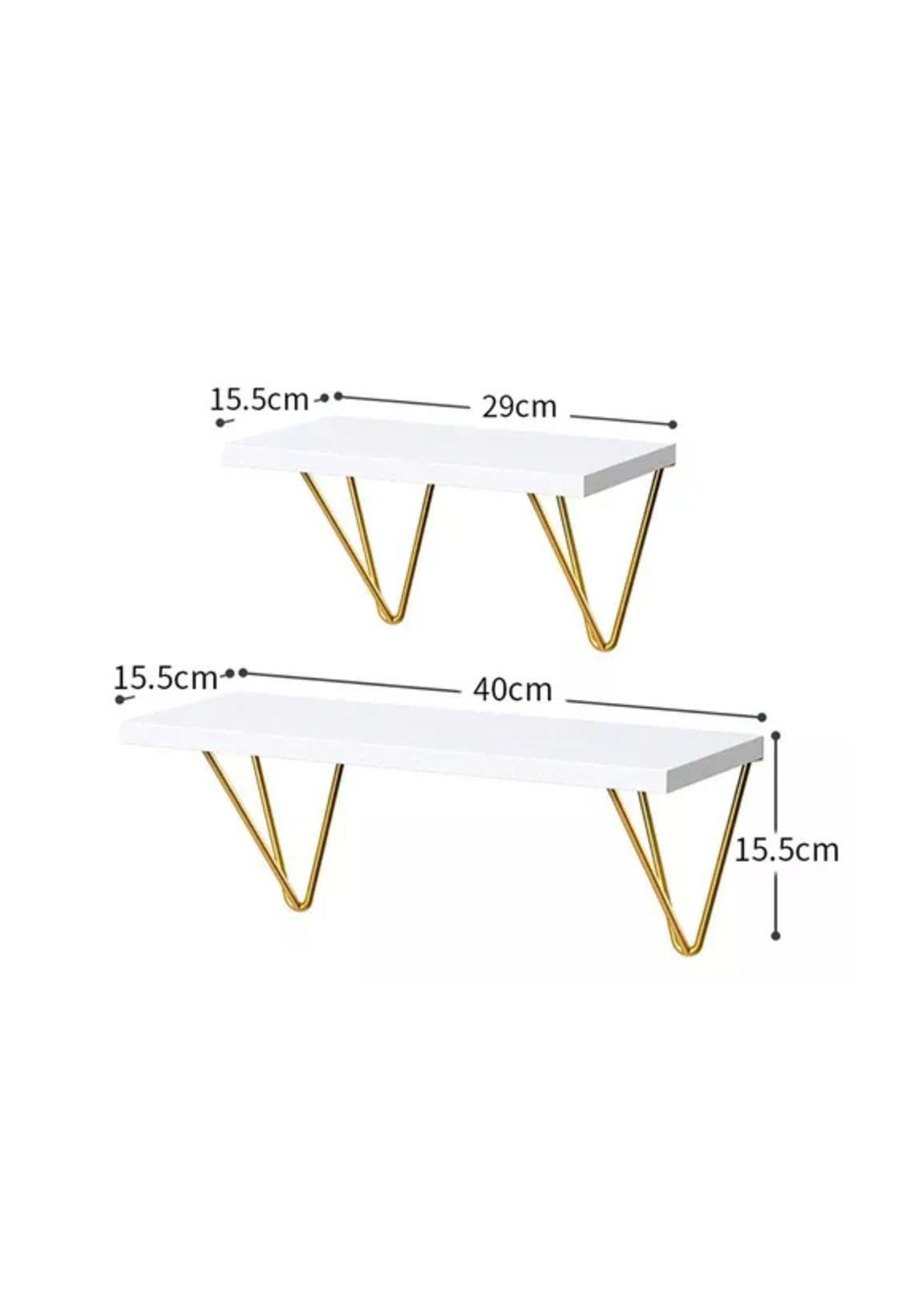 2 Repisas Decorativas Estilo Nórdico Organizador Blancas y Doradas-3