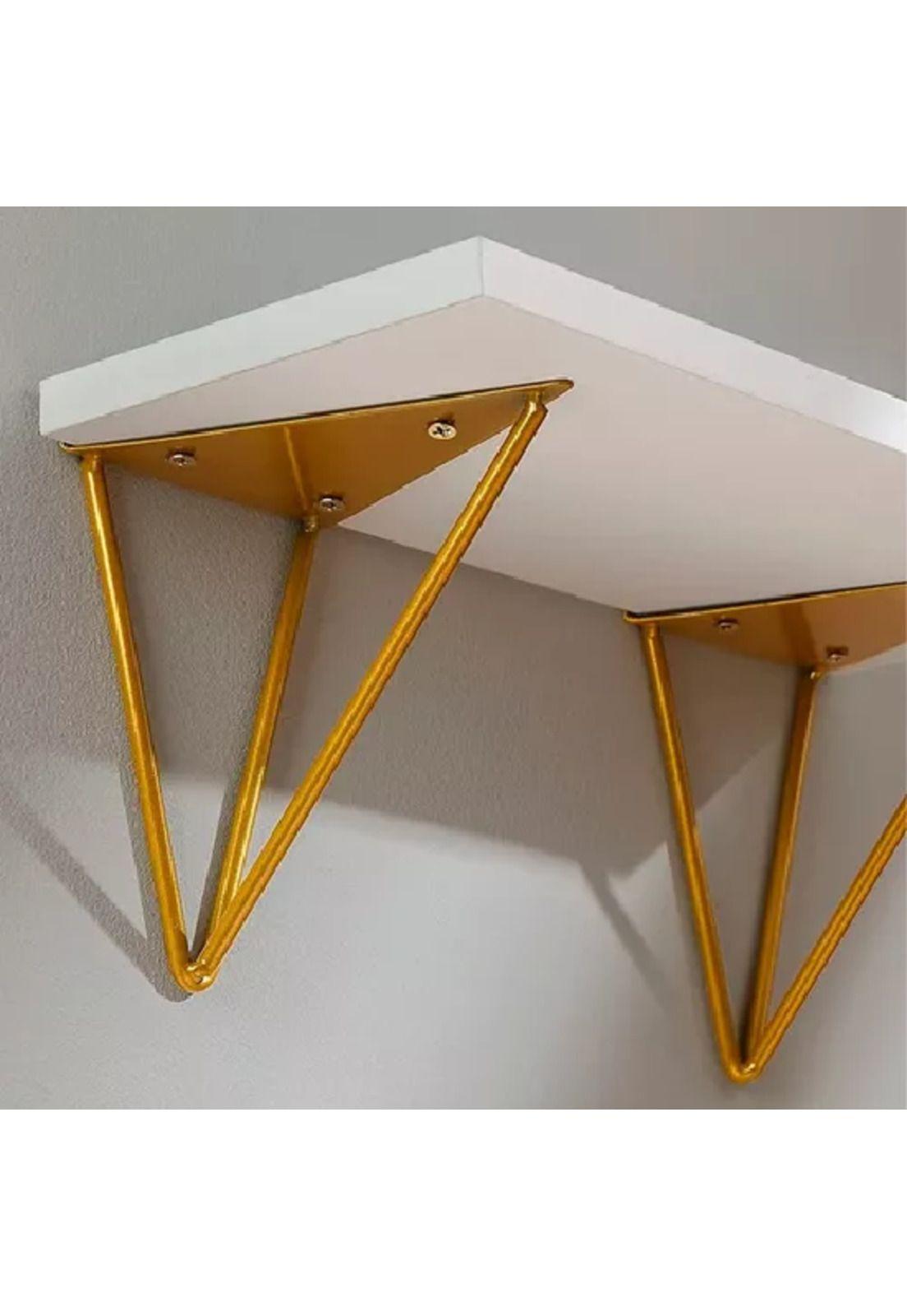 2 Repisas Decorativas Estilo Nórdico Organizador Blancas y Doradas-5