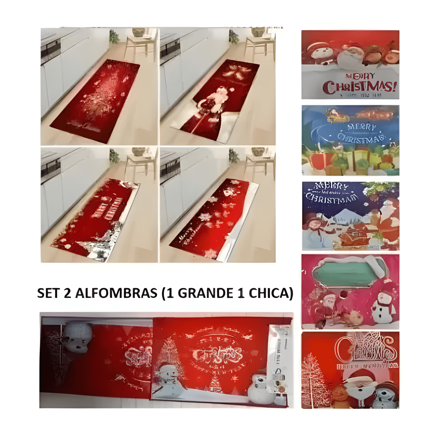 Set 2 Alfombras Cocina Piso Entrada Antideslizante Navidad-1