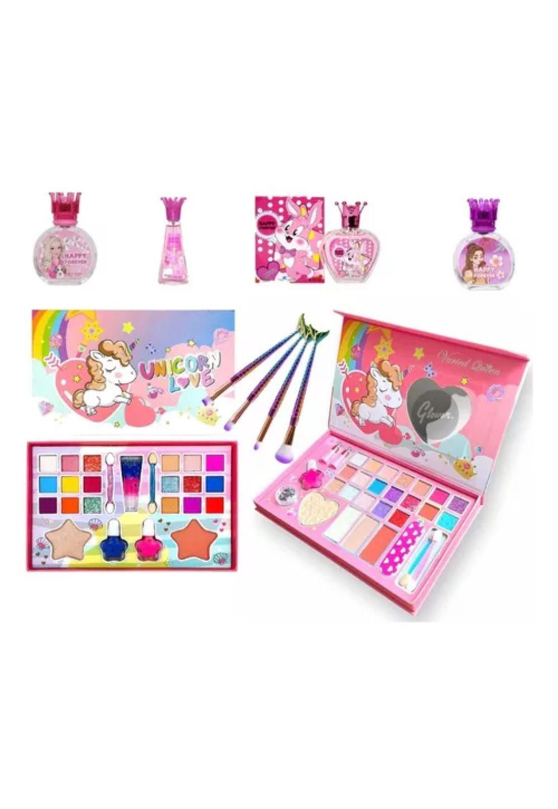 Maquillaje infantil para niñas, maleta, perfume y set de brochas-0