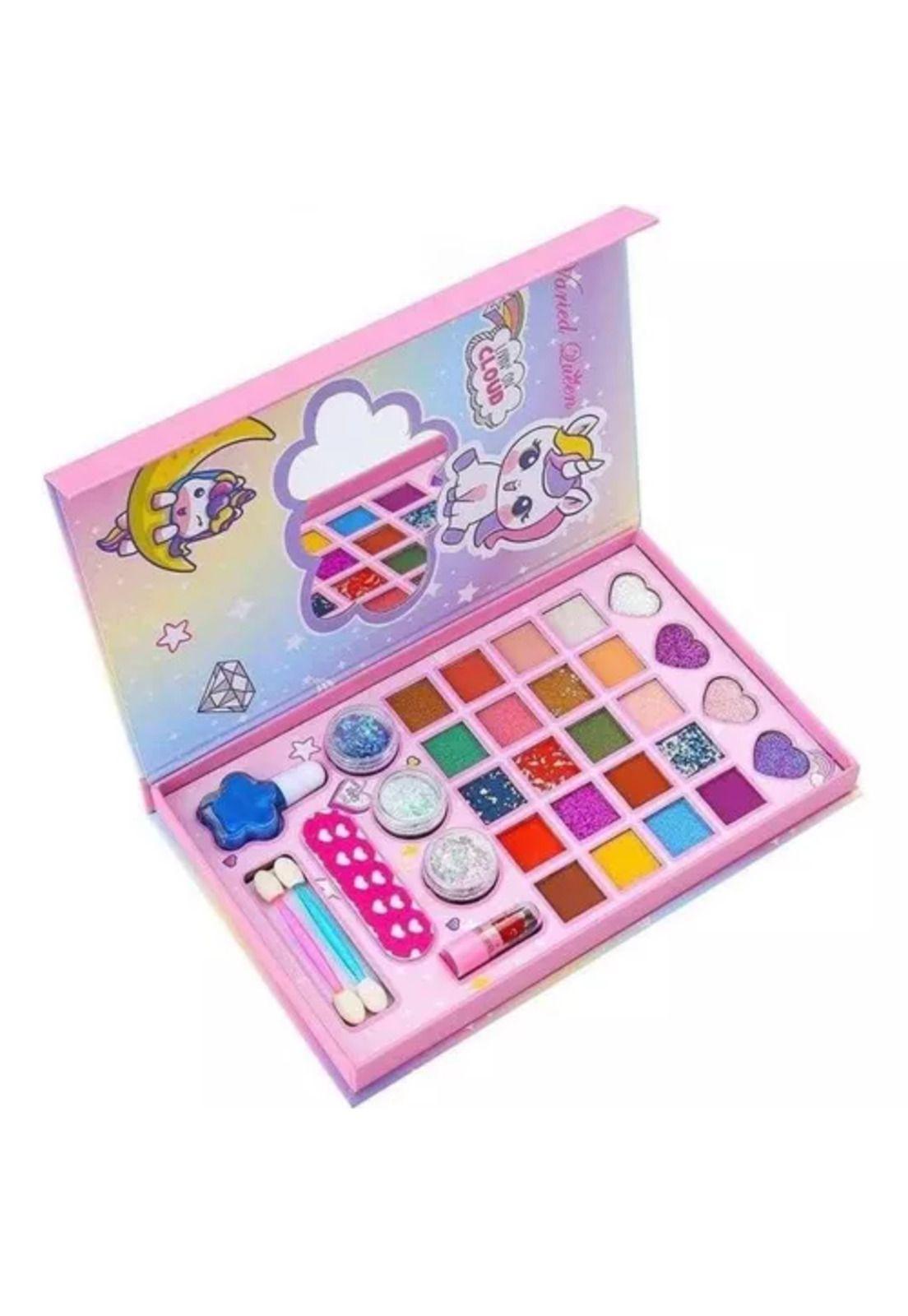 Maquillaje infantil para niñas, maleta, perfume y set de brochas-3