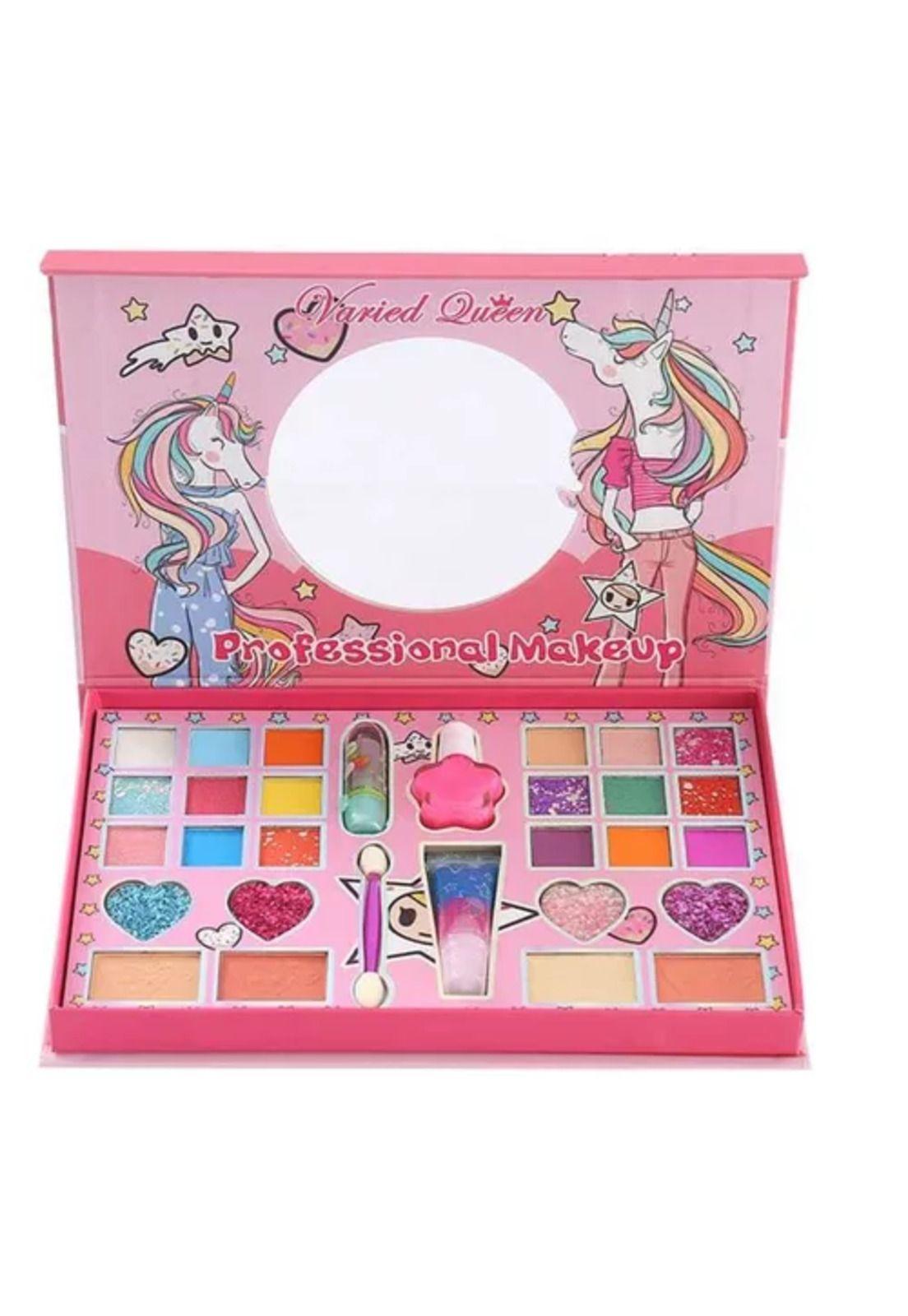 Maquillaje infantil para niñas, maleta, perfume y set de brochas-4