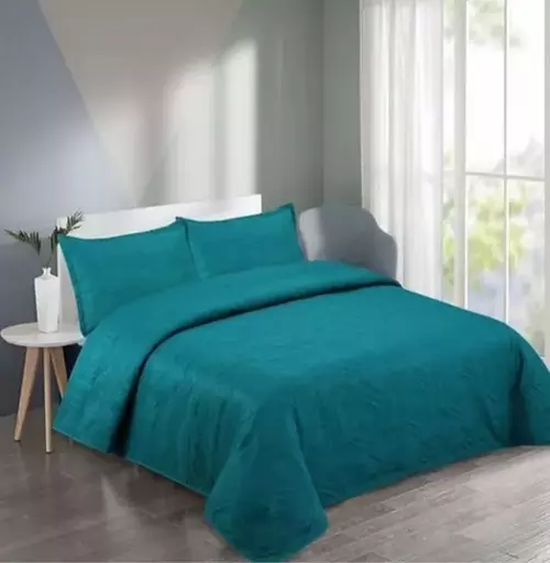 Cubrecama quilt verano king turquesa-0