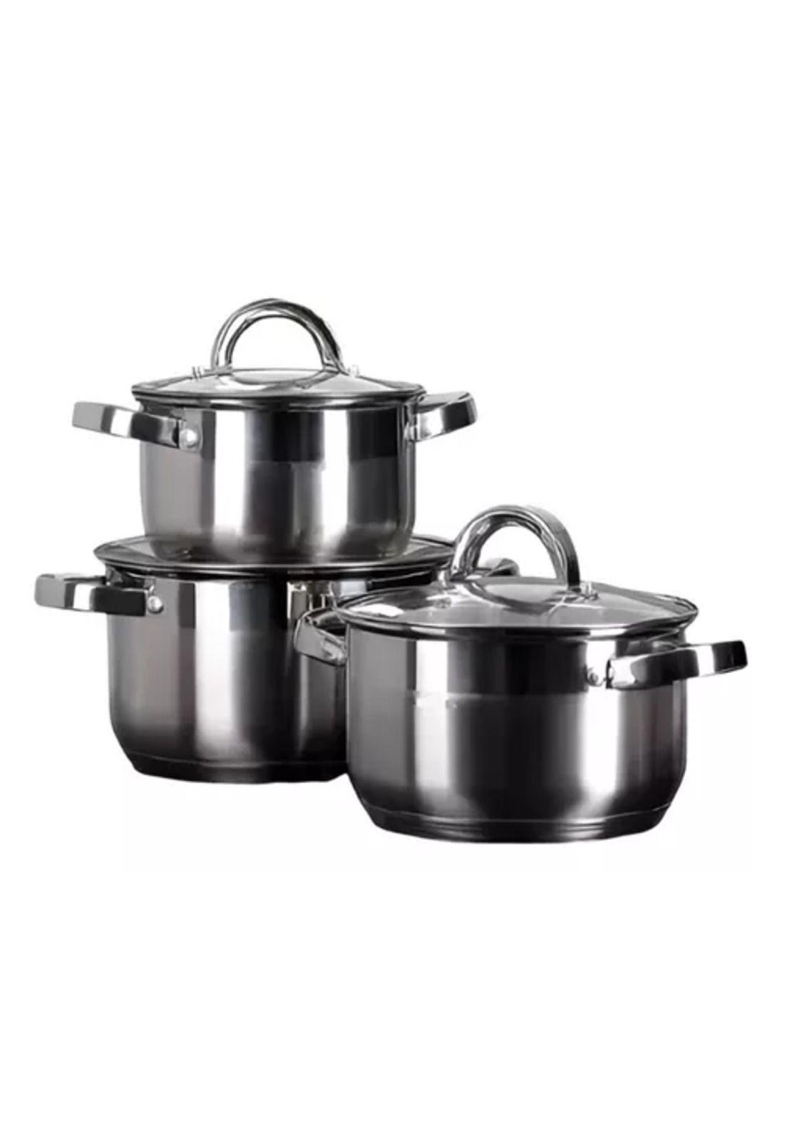 Set de ollas de 6 piezas, acero inoxidable, asa ergonómica, 5.0-0