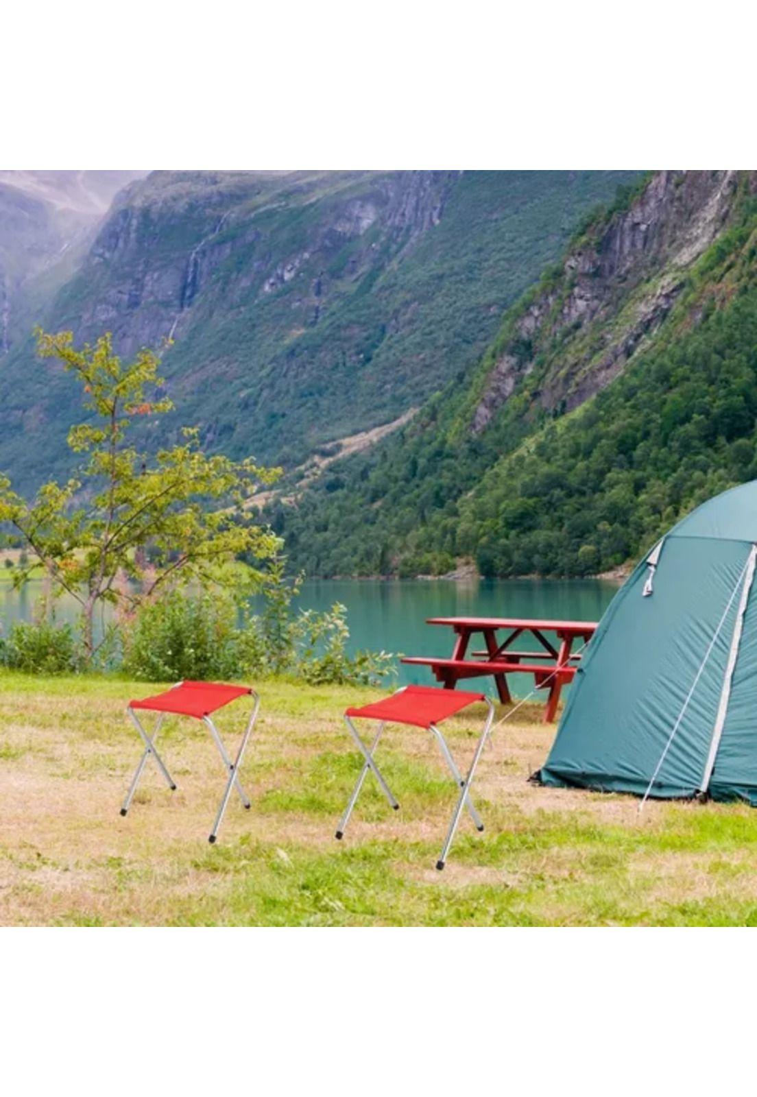 Asiento plegable para camping rojo-4