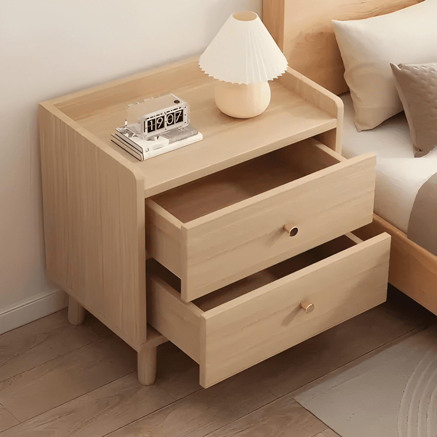 Velador 2 niveles con cajones 40x34x53,5cm madera-2