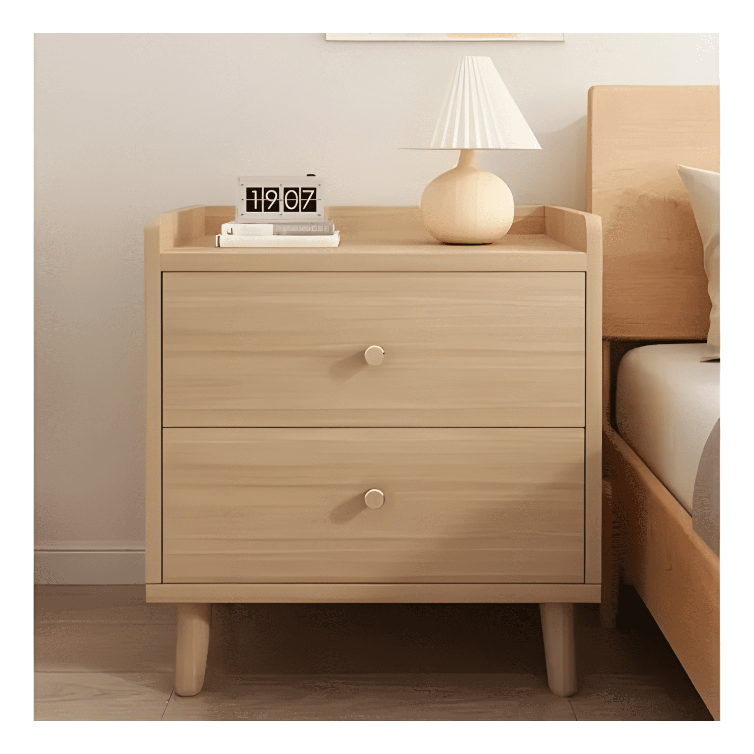 Velador 2 niveles con cajones 40x34x53,5cm madera-3