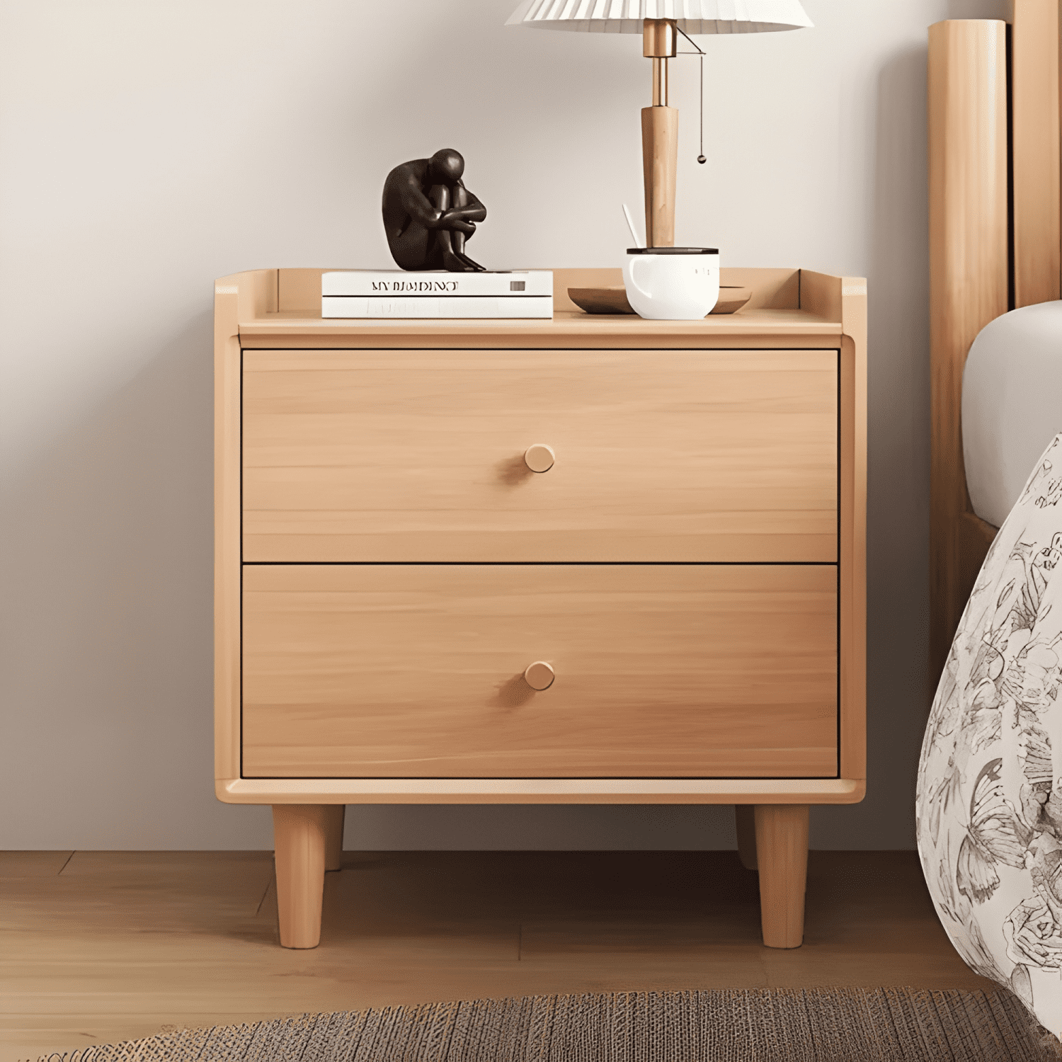 Velador 2 niveles con cajones 40x34x53,5cm madera-4