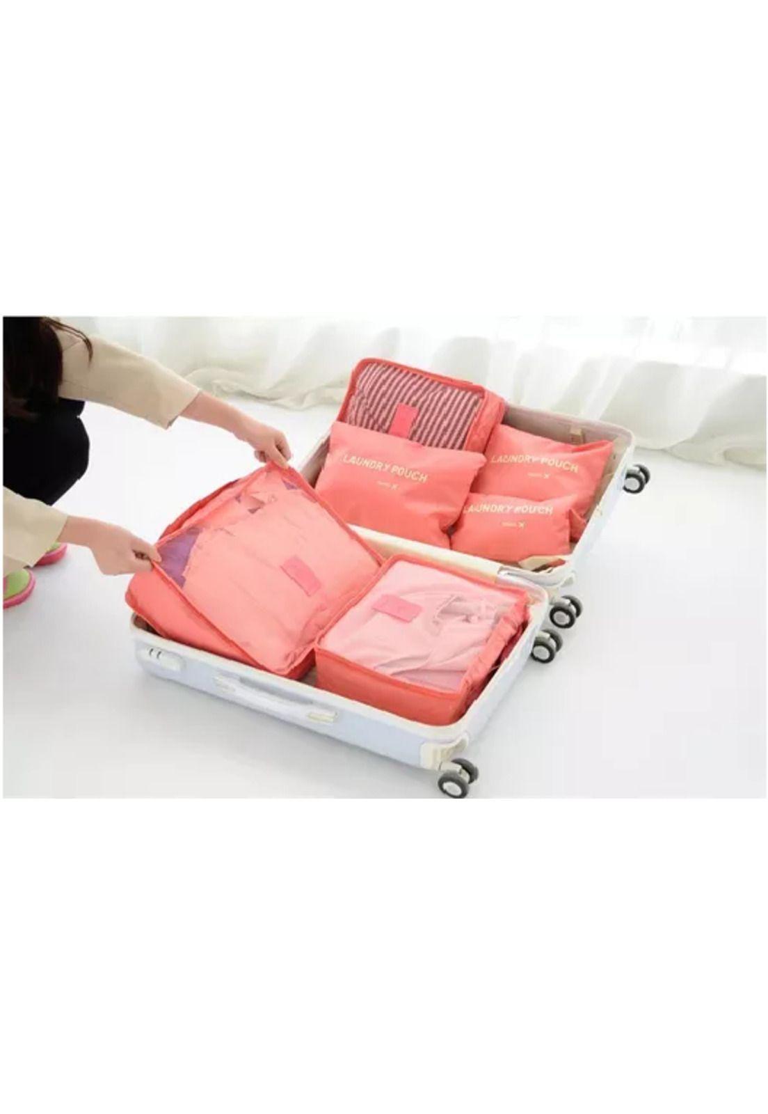 Set de 6 organizadores de equipaje de viaje, bolsa para ropa interior, color azul-3