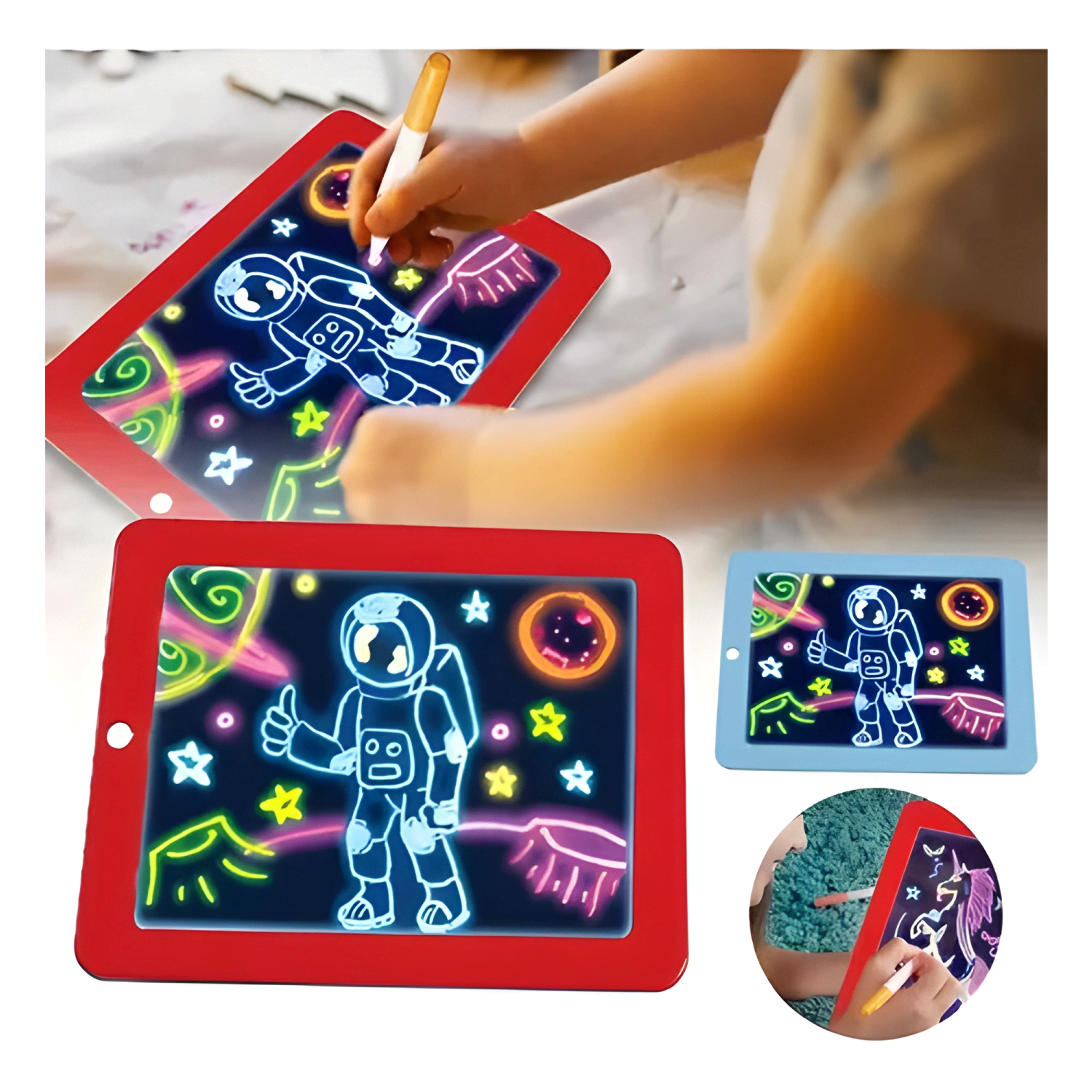 Pizarra mágica LED dibujo mágico 3d magic + plumones fluor-2