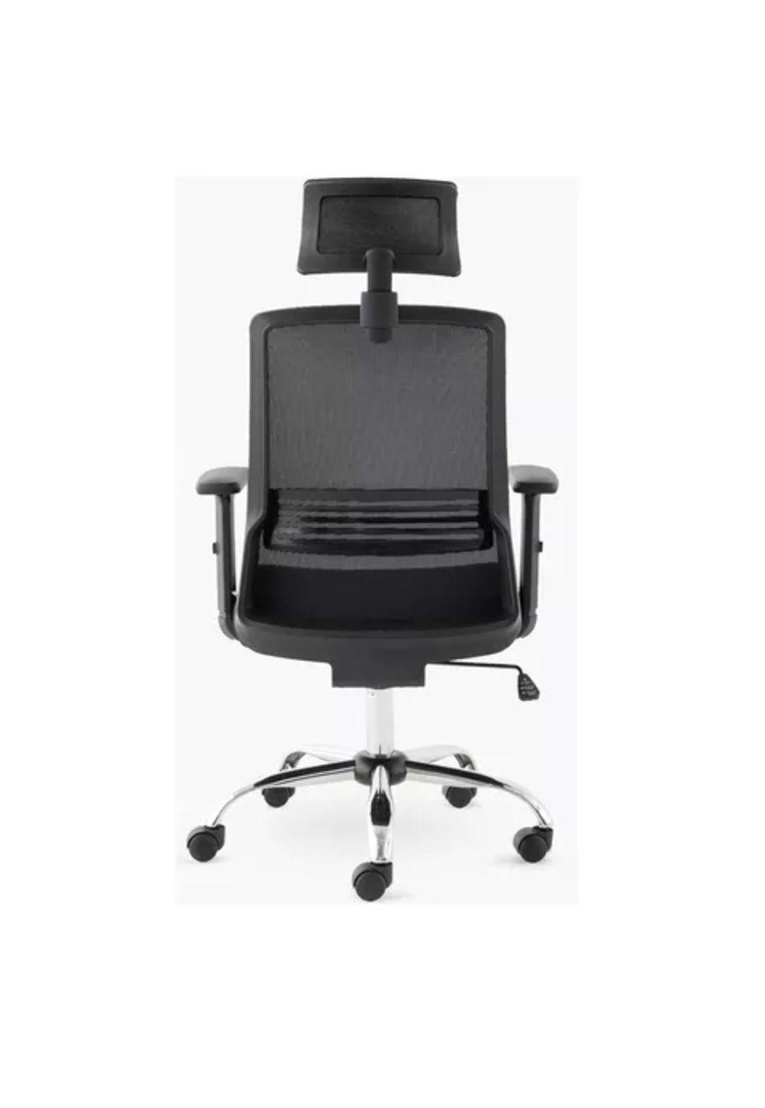 Silla de escritorio Cuba alta con brazo regulable y cabecero negro-3