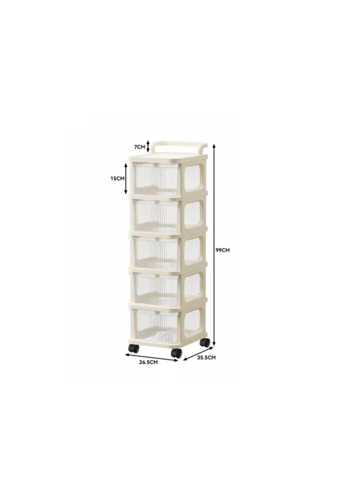 Carrito Organizador Ruedas Tipo Cómoda 5 Cajones Beige-2