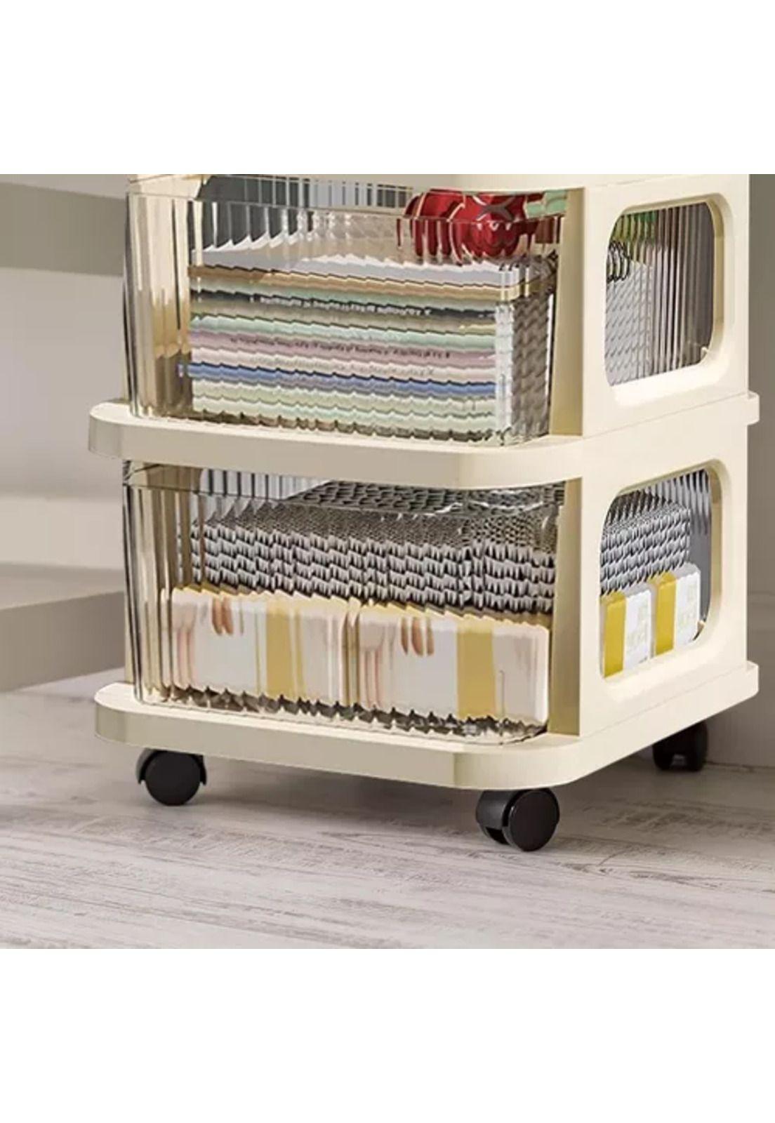 Carrito Organizador Ruedas Tipo Cómoda 5 Cajones Beige-5