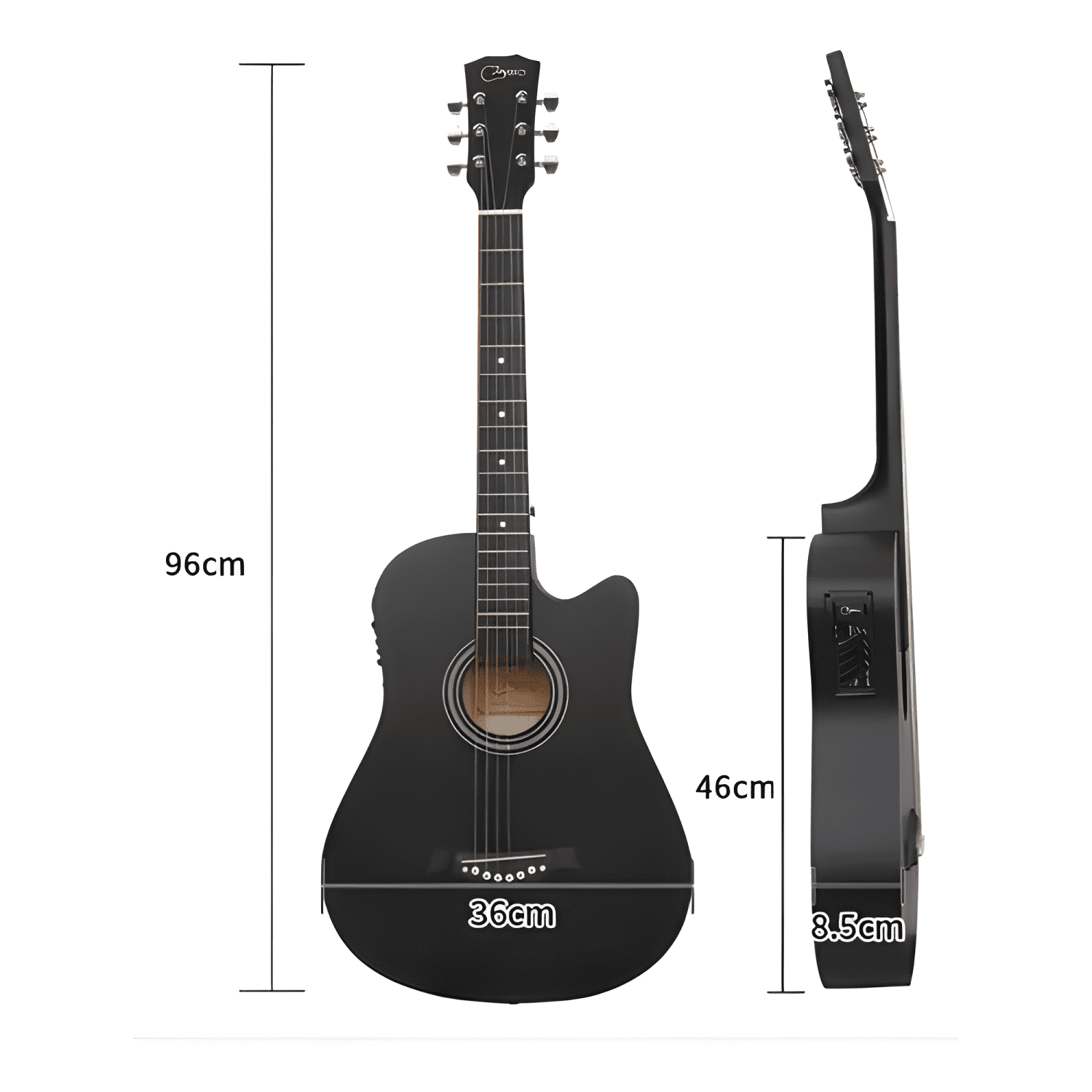Guitarra electroacustica cutaway 38 con funda Negro #8-4