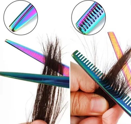Set tijera corte filo navaja + esculpidora tornasol-1