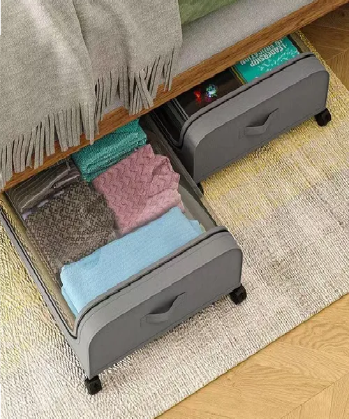 Pack 2 Cajas Almacenamiento para Debajo de la Cama con Ruedas-0