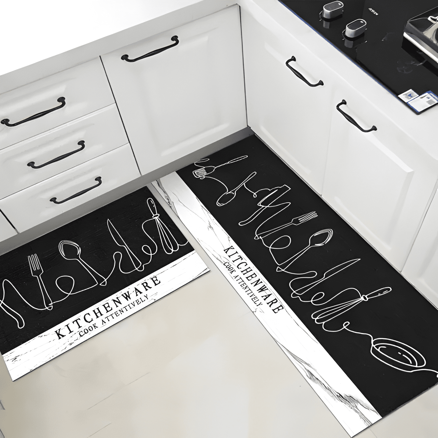 Set 2 Alfombra De Cocina Antideslizante Piso Entrada De Baño-1