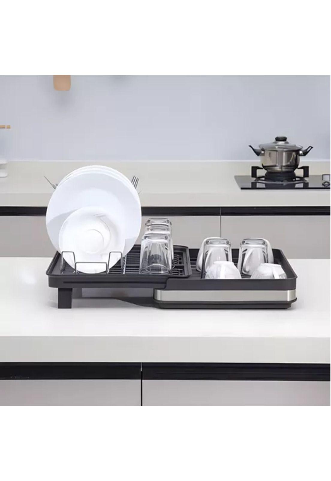 Secaplatos escurridor de cocina, acero inoxidable, plegable, para loza-7