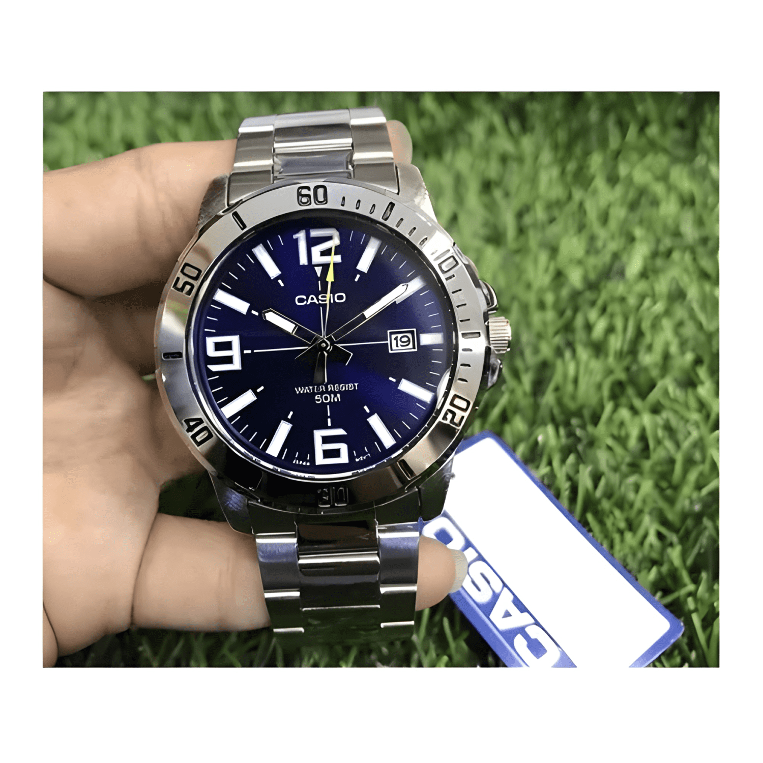 Reloj casio mtpvd01 2b hombre acero fechador correa bisel-3