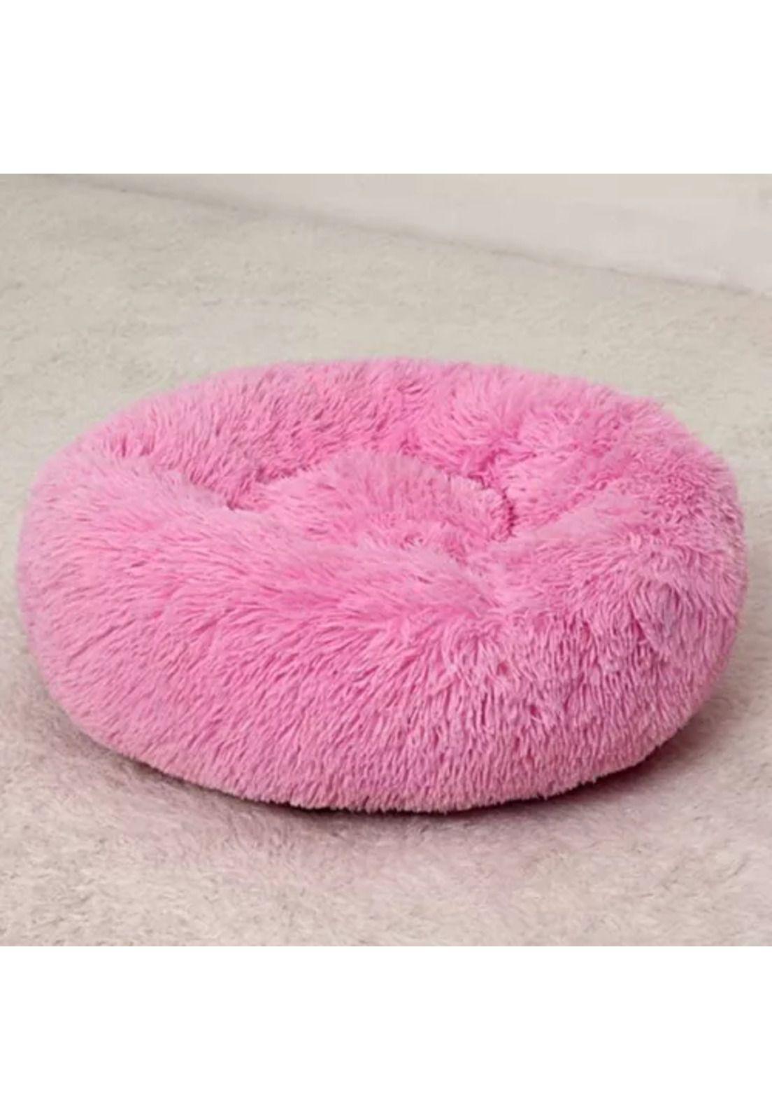 Cama antiestrés de felpa para perros y gatos 50 cm rosado-2