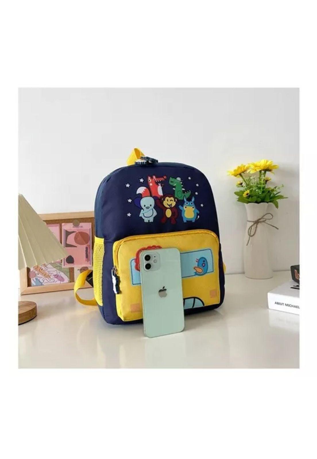 Mochila animalitos para niños, kindergarten, color azul, impermeable-2