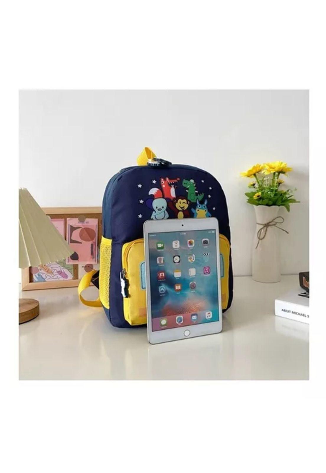 Mochila animalitos para niños, kindergarten, color azul, impermeable-3