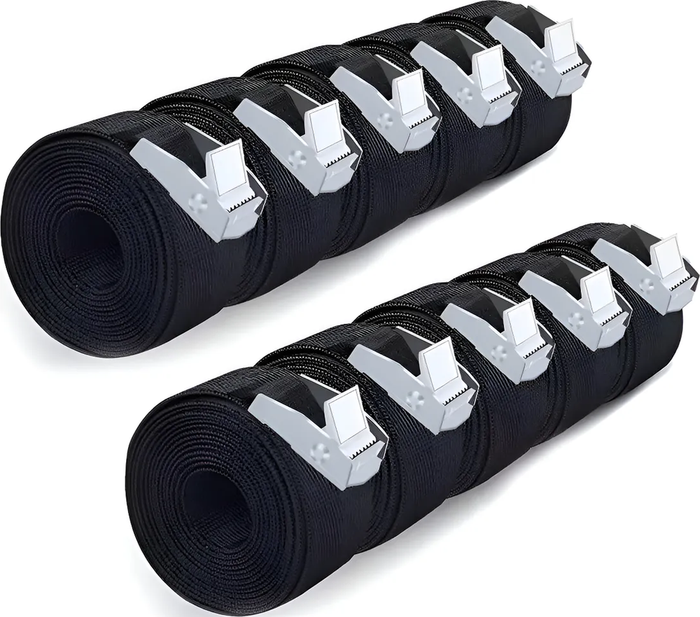 10 Cincho Correa Amarre Trinquete Hebilla Cinta Auto Moto 2m Negro-0