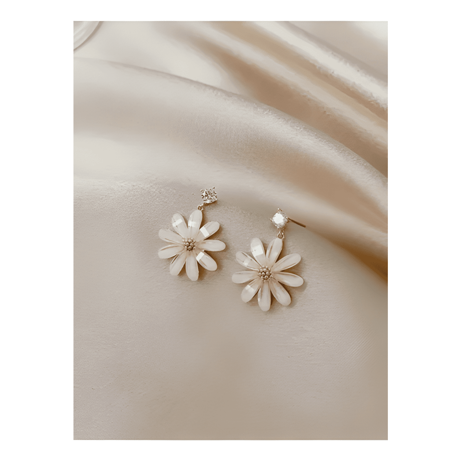 Aros Colgantes Flor De Luz Pasador De Plata S925 Dorado-1